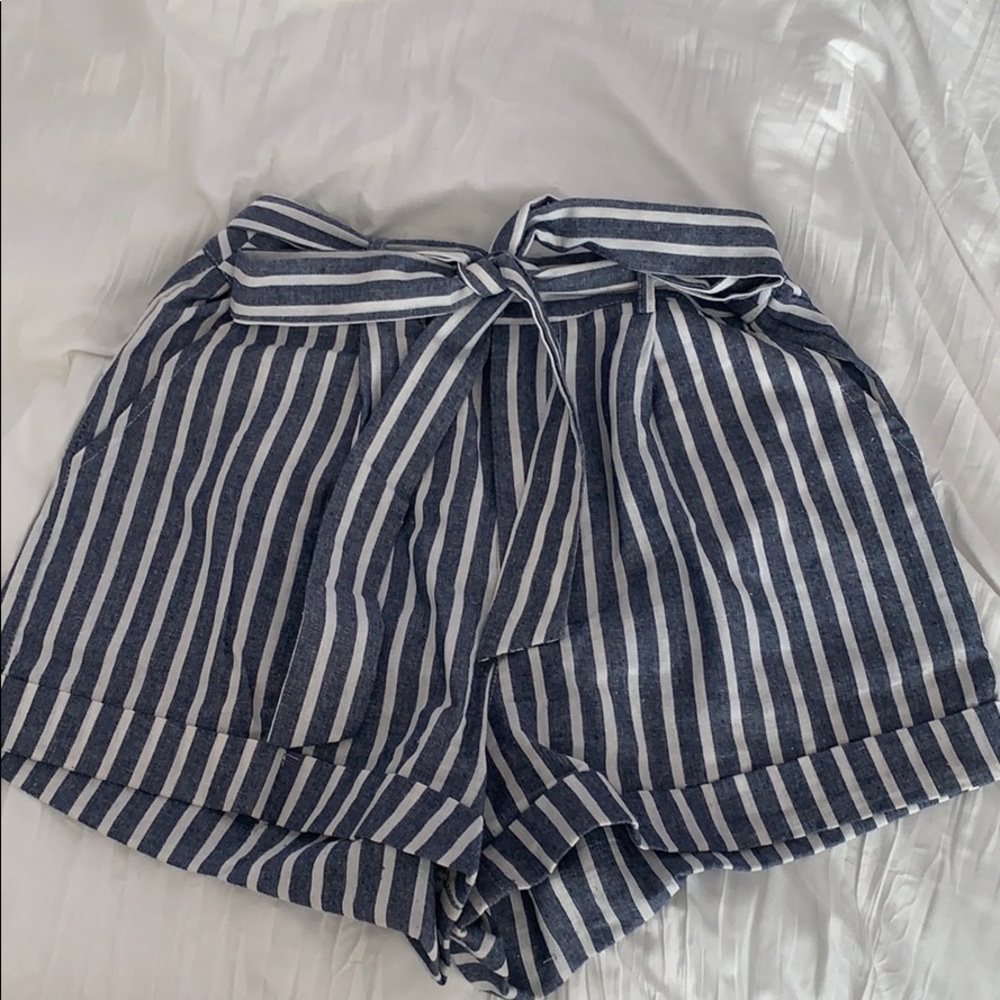 Shein blue and white striped shorts
